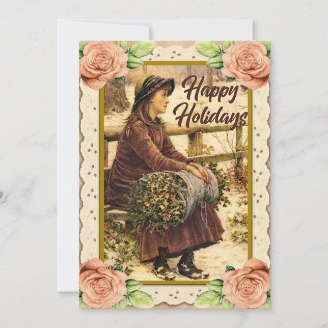 Vintage Countryside Happy Holidays Greeting Card (Front)