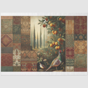 Vintage Countryside Pheasant Fruit Floral Tissue Paper