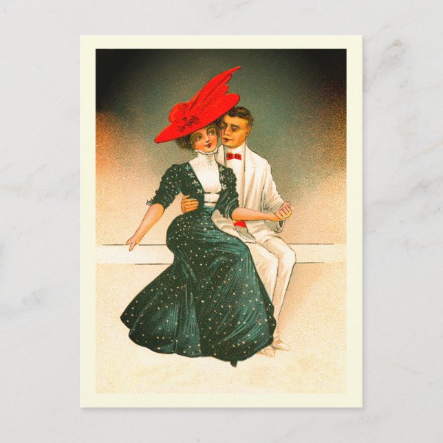 Vintage couple art postcard (Front)