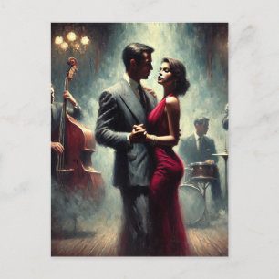Vintage Couple Dancing Jazz Club Postcard