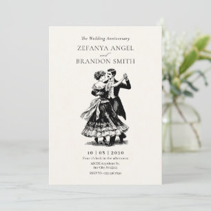 Vintage couple dancing wedding Anniversary Invitation