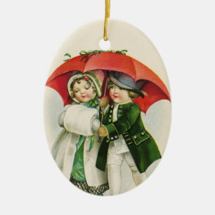 Vintage Couple First Christmas Ceramic Ornament