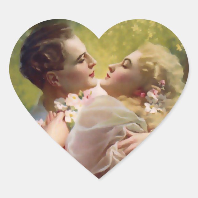 Vintage Couple Heart Sticker (Front)