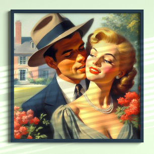 Vintage Couple Oil Painting Poster
