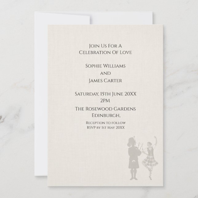 Vintage Couple Silhouette Wedding Invitation (Front)