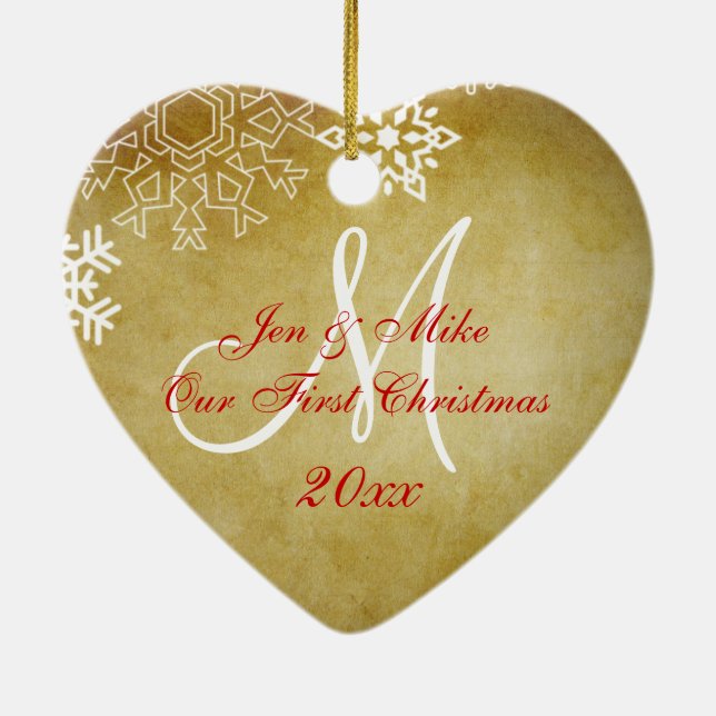 Vintage Couple's First Christmas Ornament (Back)