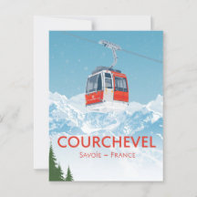 Vintage Courchevel France Ski Gondola Mountain