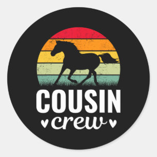 Vintage Cousin Crew Horse Lover Family Matching Bi Classic Round Sticker