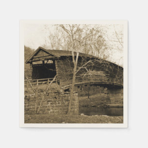 Vintage Covered Bridge Napkin