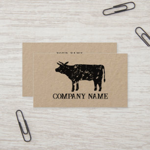 Vintage cow beef meat kraft business card template