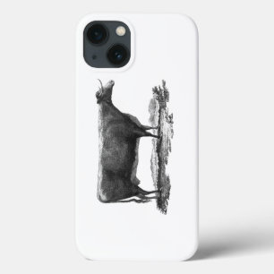 Vintage cow etching phone case
