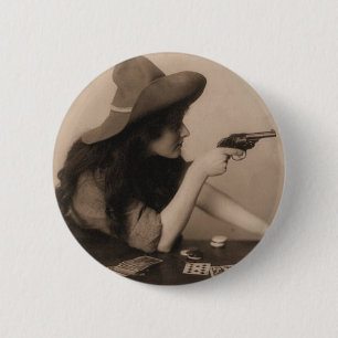 Vintage Cow Girl 6 Cm Round Badge