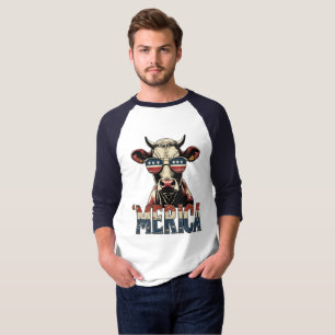 Vintage Cow Merica 4th of july patriotic T-Shirt