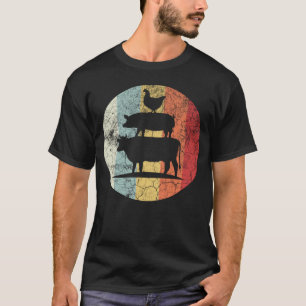 Vintage Cow Pig Chicken Retro T-Shirt