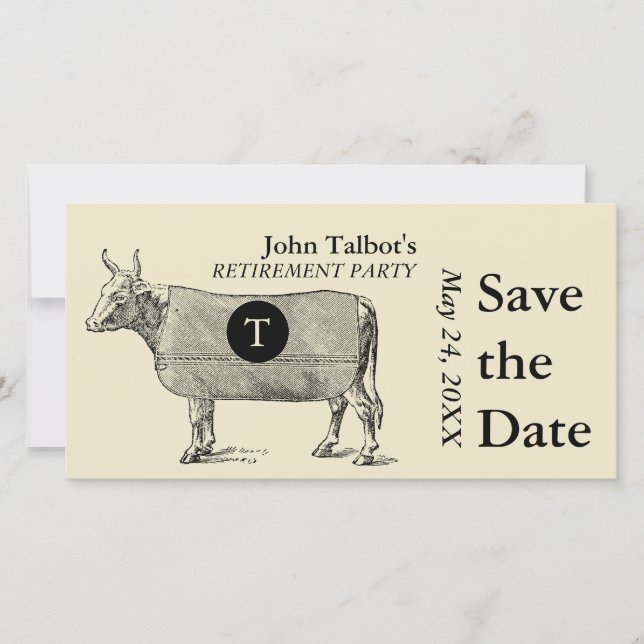 Vintage Cow Retirement Save the Date Monogram (Front)