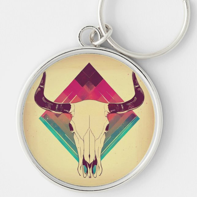 Vintage Cow Skull Key Ring (Front)