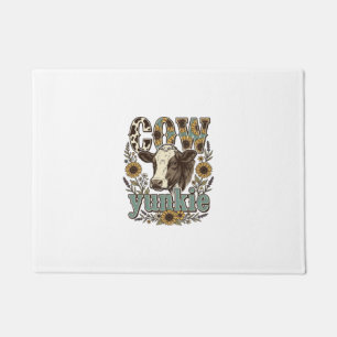 Vintage Cow Yunkie Sunflower Farmhouse Design_1 Doormat