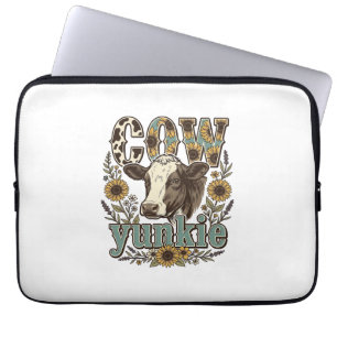 Vintage Cow Yunkie Sunflower Farmhouse Design_1 Laptop Sleeve