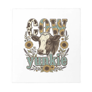 Vintage Cow Yunkie Sunflower Farmhouse Design_1 Notepad