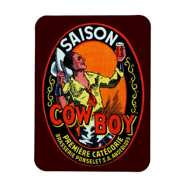 Vintage Cowboy Ale Magnet (Vertical)