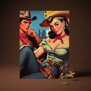Vintage Cowboy and Cowgirl Jigsaw Puzzle
