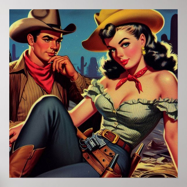 Vintage Cowboy and Cowgirl Poster (Front)