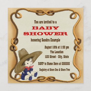 Vintage Cowboy Baby Shower Invitation
