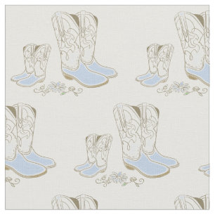 Vintage Cowboy Boots Soft Blue Baby Room Decor Fabric