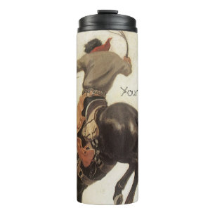 Vintage Cowboy, Bronco Buster Study by NC Wyeth Thermal Tumbler