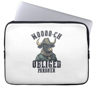 Vintage Cowboy Bull Rodeo Moooch Obliged Pardner W Laptop Sleeve
