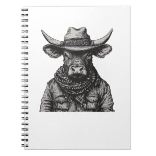 Vintage Cowboy Bull Rodeo Moooch Obliged Pardner W Notebook