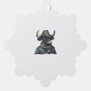 Vintage Cowboy Bull Rodeo Moooch Obliged Pardner W Tree Decoration Card