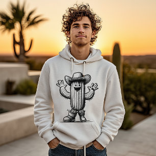Vintage Cowboy Cactus – Retro Halftone Mascot Art Hoodie