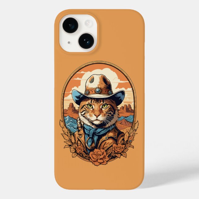Vintage Cowboy Cat Design Case-Mate iPhone Case (Back)