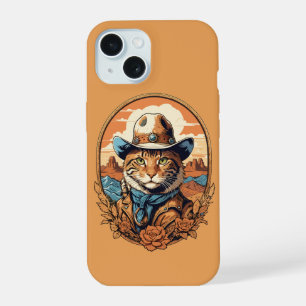 Vintage Cowboy Cat Design iPhone 15 Case