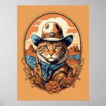 Vintage Cowboy Cat Design