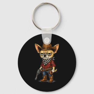 Vintage cowboy chihuahua dog funny western key ring