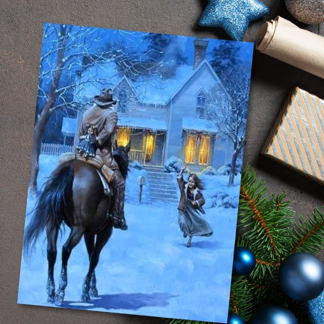 Vintage Cowboy Christmas Holiday Postcard (Creator Uploaded)