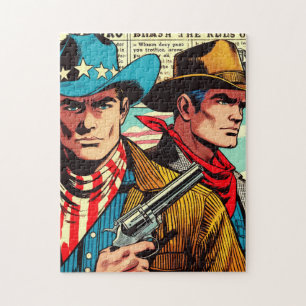 Vintage Cowboy Comics Jigsaw Puzzle