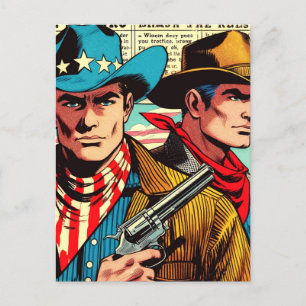 Vintage Cowboy Comics Postcard