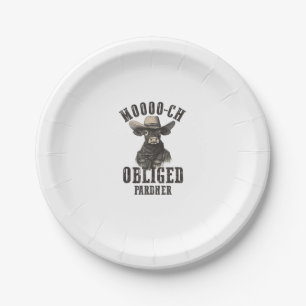Vintage Cowboy Cow Shirt Moooch Obliged Pardner We Paper Plate