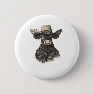 Vintage Cowboy Cow Shirt - Western Cow 6 Cm Round Badge