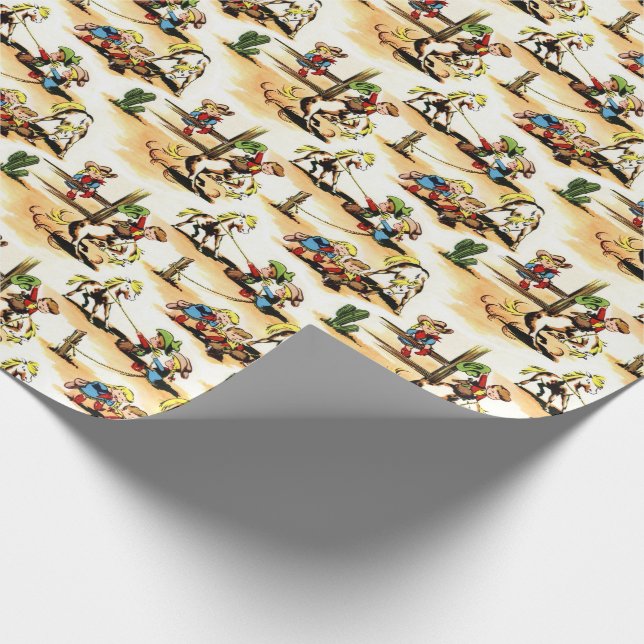 Vintage Cowboy & Cowgirl Gift Wrap Wrapping Paper (Corner)