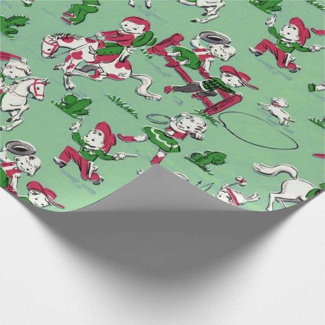 Vintage Cowboy & Cowgirl Gift Wrap Wrapping Paper (Corner)