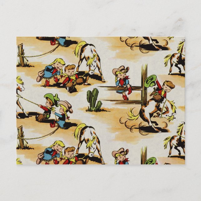 Vintage Cowboy Cowgirl  Postcard (Front)