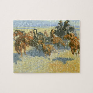 Vintage Cowboy, Downing the Nigh Leader, Remington Jigsaw Puzzle