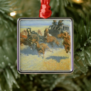 Vintage Cowboy, Downing the Nigh Leader, Remington Metal Tree Decoration