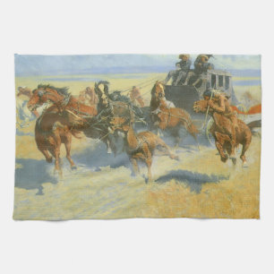 Vintage Cowboy, Downing the Nigh Leader, Remington Tea Towel