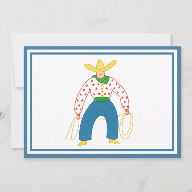 Vintage Cowboy Flat Thank You Card (Front)
