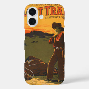 Vintage Cowboy & Horse Sunset Western Wall Art iPhone 16 Case
